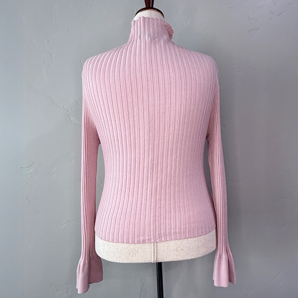 💗 Hooked Up by IOT Ribbed Mock Neck Sweater — Soft Pink — XL - Picture 5 of 6